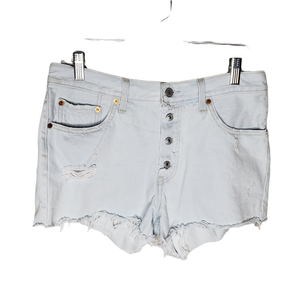 Levis 501 cut off denim jean Shorts Womens sz 29 light wash button fly high rise